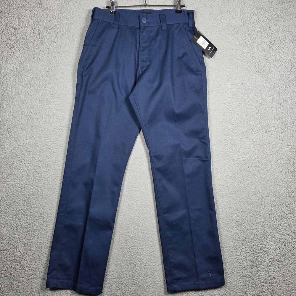 RVCA Pants Mens 30x30 Navy Blue The Big RVCA Chino Twill Relaxed 17" Leg Opening